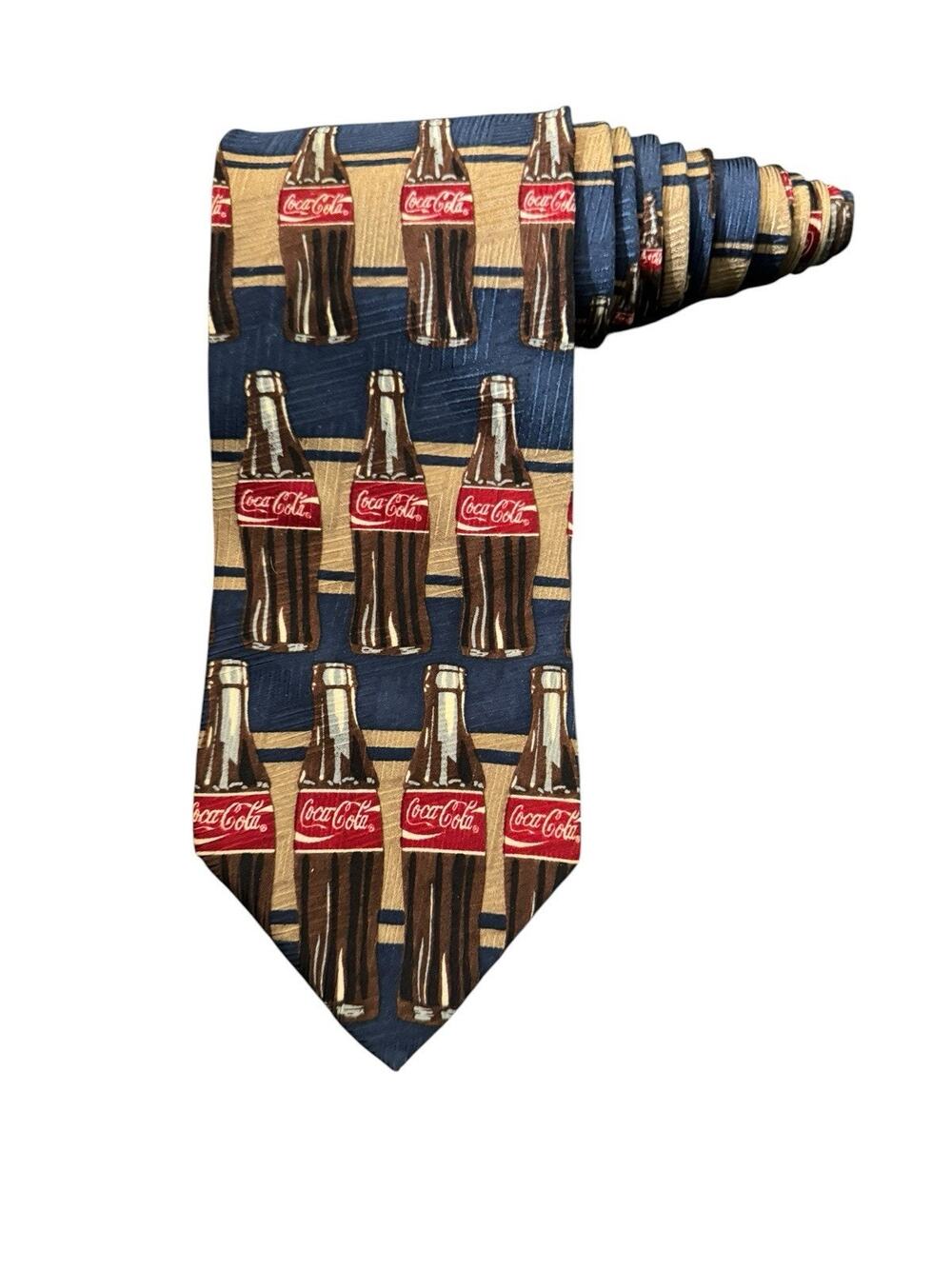 Coca Cola Glass Bottles Vintage Novelty Necktie 100% Silk Made In United States